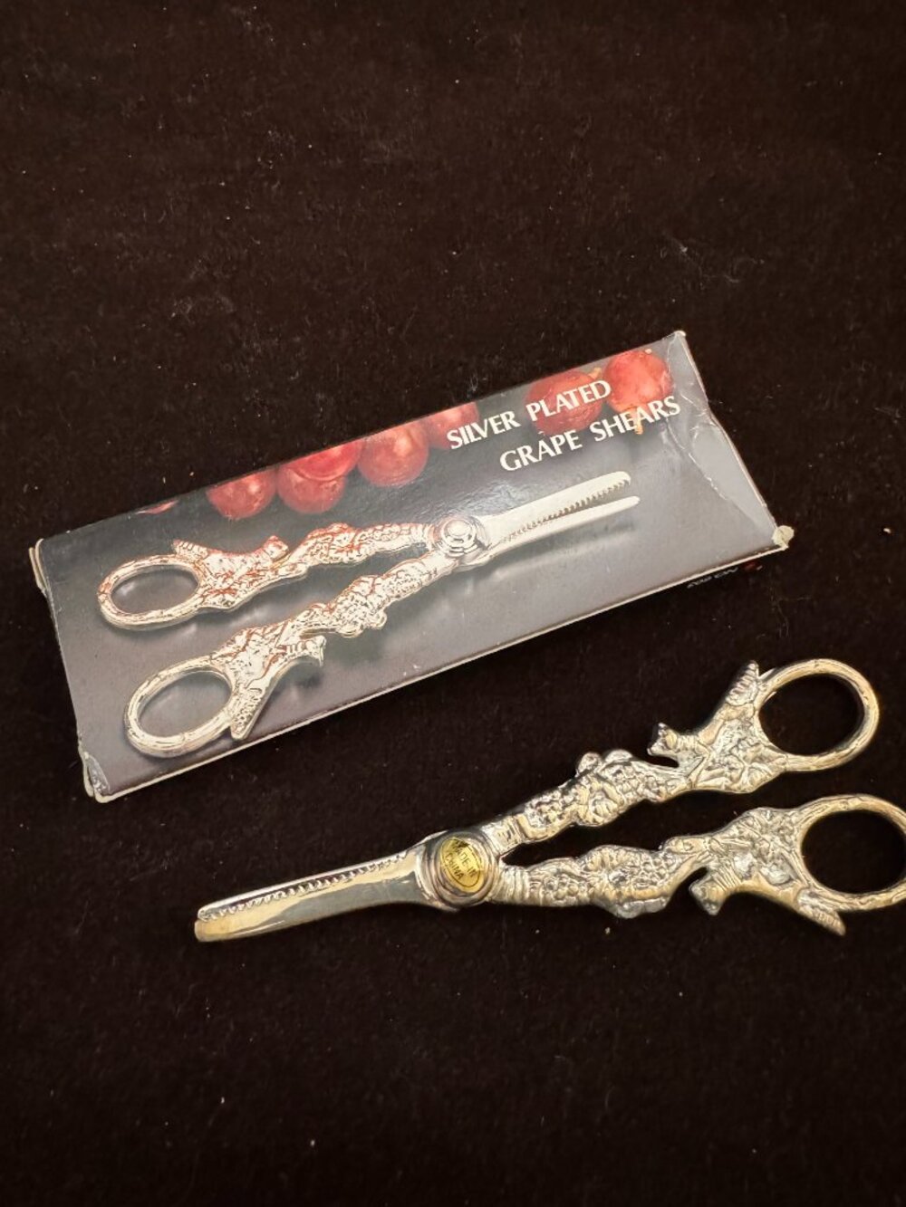 Brand New Vintage Silver Plated Grape Shears / Scissors - Ornate Figural Handle